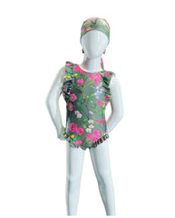 Girl's One-Piece Swimsuit - Cherry Blossom Forest