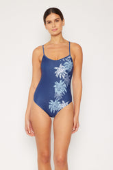 Women's One-Piece Swimsuit - Navy Palms