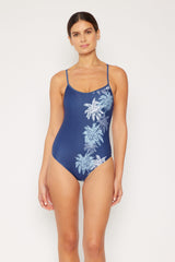 Women's One-Piece Swimsuit - Navy Palms