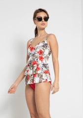 Women's Swim Tank - Flower Garden Red