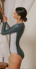 Women's Long Sleeve One-Piece Rash Guard - Aloha Forest