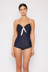 Women's One-Piece Swimsuit - Black/White Dot