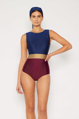Women's One-Piece Swimsuit - Navy/Gold/Red or Skirted Two-Piece Tankini Swimsuit Navy/Gold