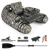 LuxuryLifeWay Inflatable Boat with Fish Ruler, Rod Holder, and Storage Pockets - Camouflage