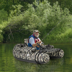 LuxuryLifeWay Inflatable Boat with Fish Ruler, Rod Holder, and Storage Pockets - Camouflage