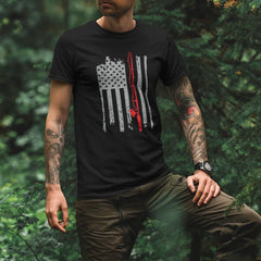 Outdoorzees Unisex Fishing Rod American Flag T-Shirt