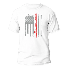 Outdoorzees Unisex Fishing Rod American Flag T-Shirt