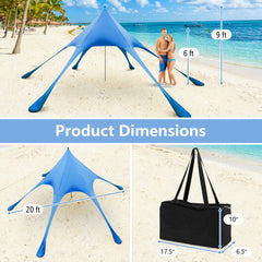 LuxuryLifeWay 20' x 20' Beach Canopy Tent with UPF50+ Sun Protection and Shovel