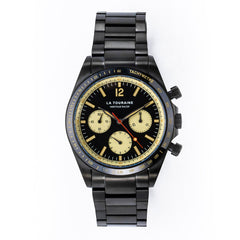 La Touraine Watches Men's Heritage Racer Tachymeter Watch - Black Dial - 100m