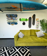 Four-Board Snowboard and Skateboard Bamboo Wall Rack