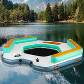 8.7 Foot Inflatable Floating Dock with Detachable Ladder and Mesh Swim Lounge