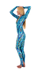 Slipins Swimwear | Green Abalone - Front Zippered Diveskin