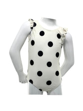 Girl's One-Piece Swimsuit - Cream/Black Dot