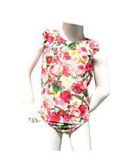 Girl's One-Piece Swimsuit - Flower Bouquet White