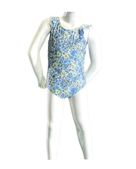 Girl's One-Piece Swimsuit - Small Flowers Blue