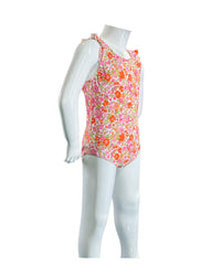 Girl's One-Piece Swimsuit - Small Flowers Pink