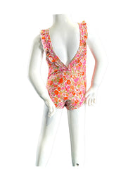 Girl's One-Piece Swimsuit - Small Flowers Pink