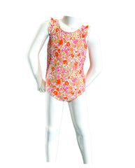 Girl's One-Piece Swimsuit - Small Flowers Pink