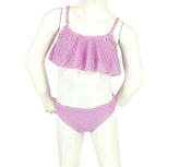 Girl's Two-Piece Bikini Swimsuit - Thin Pink Stripes