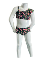 Girl's Two-Piece Bikini Swimsuit - Black Roses