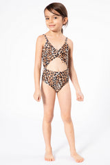 Girl's One-Piece Monokini Swimsuit - Cheetah