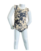 Girl's One-Piece Swimsuit - Black Rose/Beige