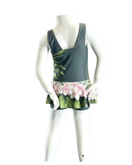 Girl's Two-Piece Tankini Swimsuit with Boy Shorts - Aloha Forest