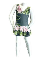 Girl's Two-Piece Tankini Swimsuit with Boy Shorts - Aloha Forest