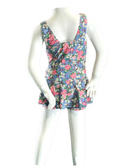 Girl's One-Piece Swim Dress with Boy Shorts - Rose Sky