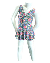 Girl's One-Piece Swim Dress with Boy Shorts - Rose Sky