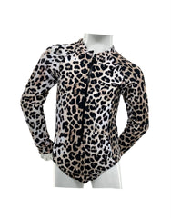 Girls' Long Sleeve One-Piece Rash Guard - Leopard