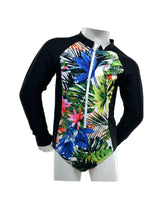 Girl's Long Sleeve One-Piece Rash Guard - Tropic White