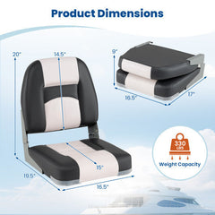 2 Boat Seats with Thick Sponge Padding