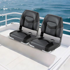 LuxuryLifeWay 2-Pack Boat Seats with Fixing Bolts and Hinges-Black
