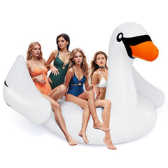 4 Person Inflatable Swan Floating Island with 4 Cups Holders