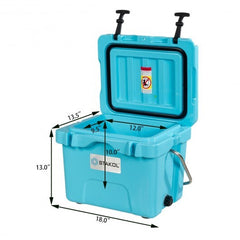 LuxuryLifeWay 16 Quart 24-Can Capacity Portable Insulated Ice Cooler with 2 Cup Holders - Color: Blue