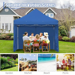 10 x 10 Foot Pop-Up Gazebo with 5 Removable Zippered Sidewalls and Extended Awning