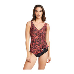 Women's One-Piece Swimsuit - Brick Red Leopard