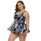 Women's Plus Size Two-Piece Tankini Swimsuit with Swim Shorts