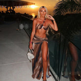 Sexikinis Cavani Women's Asymmetrical Three-Piece Bikini Swimsuit with Long Skirt Cover-Up