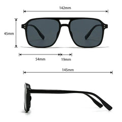 Unisex Double Bridges Square Sunglasses with UV400 Protection