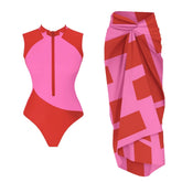 Sexikinis Ash Women's One-Piece Swimwear with Long Skirt Cover-Up