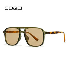 Unisex Double Bridges Square Sunglasses with UV400 Protection