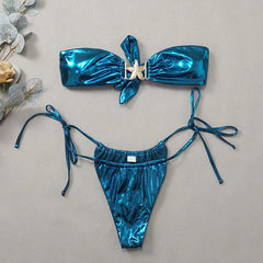Women's Two-Piece Thong Bandeau Bikini Swimsuit