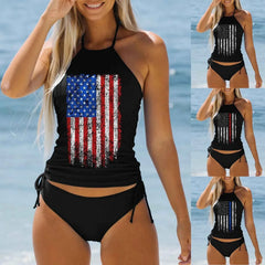 Women's American Flag Two-Piece Tankini Swimwear