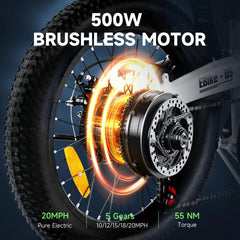 Isinwheel U5 500W 20" Folding eBike - Powerful & Compact Design