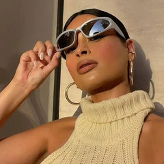 Women's Rectangular Big Frame Sunglasses with UV Protection