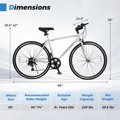 26 Inch Mountain Bike with 6-Speed and All-Terrain Wheels