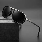 Unisex Square Twin-Beam Aviator Sunglasses with UV400 Protection