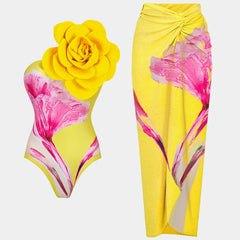 Sexikinis Daffodil Women's One-Piece Swimsuit with Optional Skirt